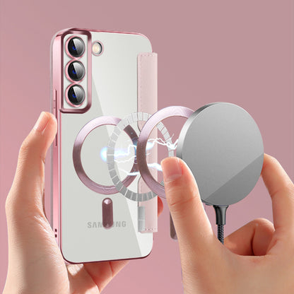Coque MagSafe pour Samsung Galaxy S22+ 5G S906, Techsuit, SmartMag Book, Rose