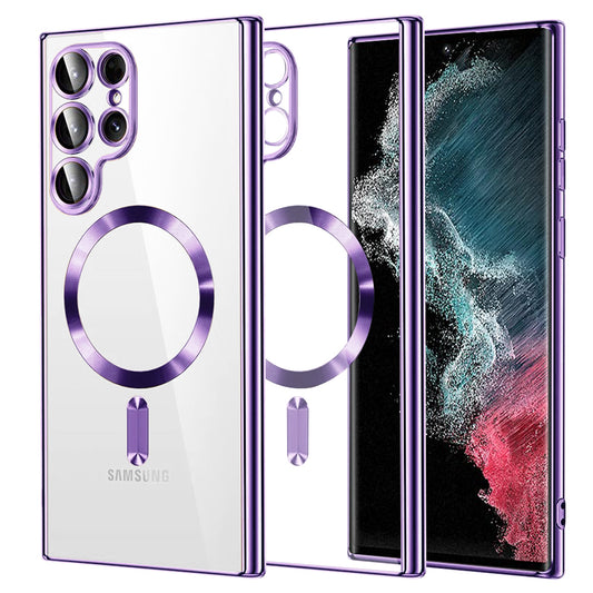 Coque MagSafe pour Samsung Galaxy S22 Ultra 5G S908, Techsuit, Luxury Crystal, Violet Clair