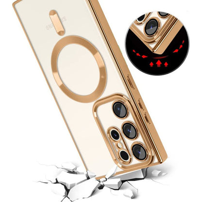 Coque MagSafe pour Samsung Galaxy S22 Ultra 5G S908, Techsuit, Luxury Crystal, Rouge