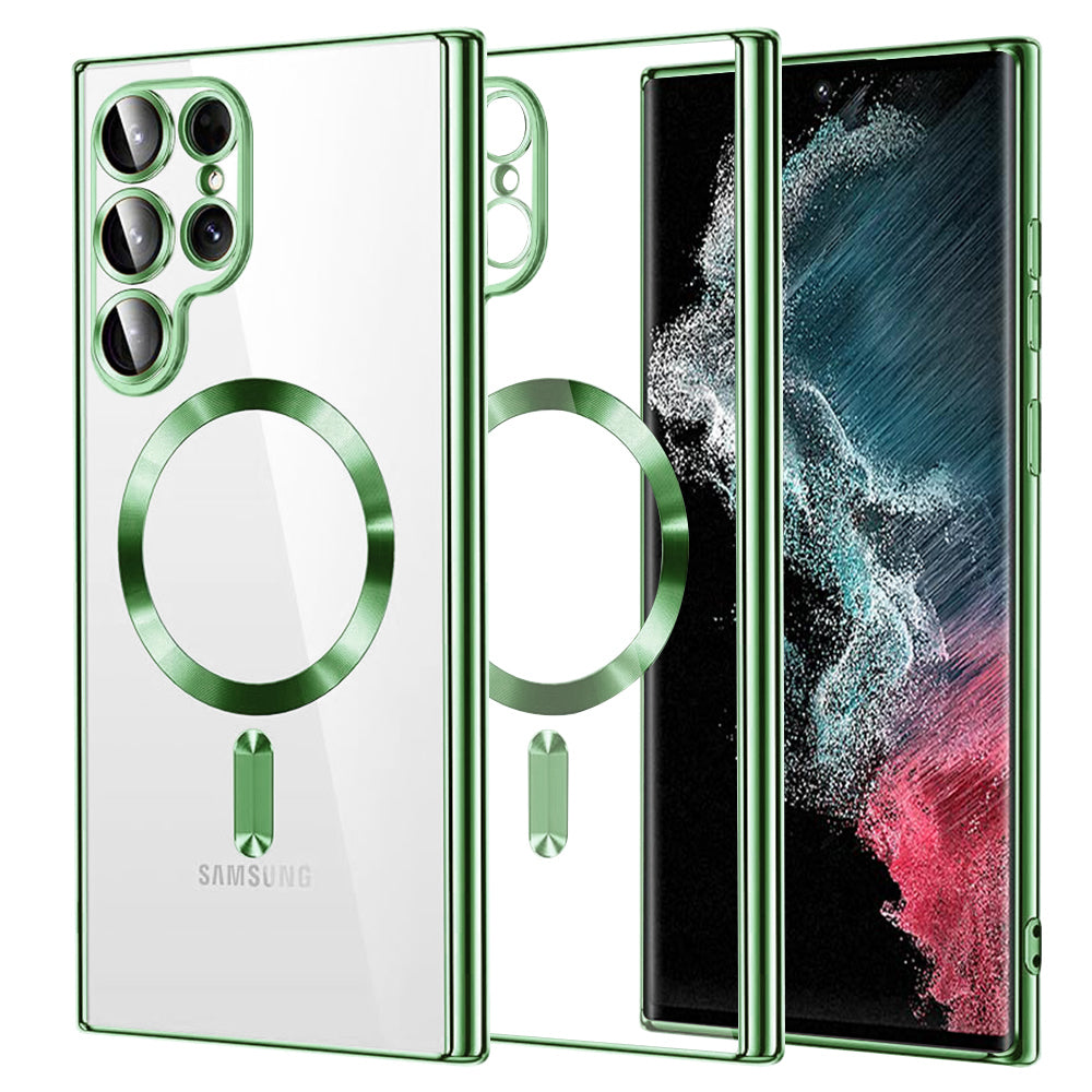 Coque MagSafe pour Samsung Galaxy S22 Ultra 5G S908, Techsuit, Luxury Crystal, Vert Clair