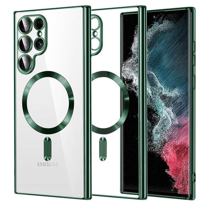 Coque MagSafe pour Samsung Galaxy S22 Ultra 5G S908, Techsuit, Luxury Crystal, Vert Foncé