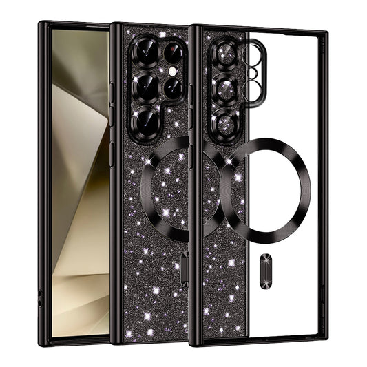 Coque MagSafe pour Samsung Galaxy S22 Ultra 5G S908, Techsuit, Luxury Glitter, Noire