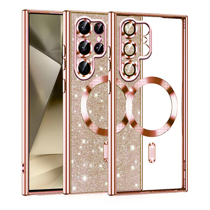 Coque MagSafe pour Samsung Galaxy S22 Ultra 5G S908, Techsuit, Luxury Glitter, Rose Doré