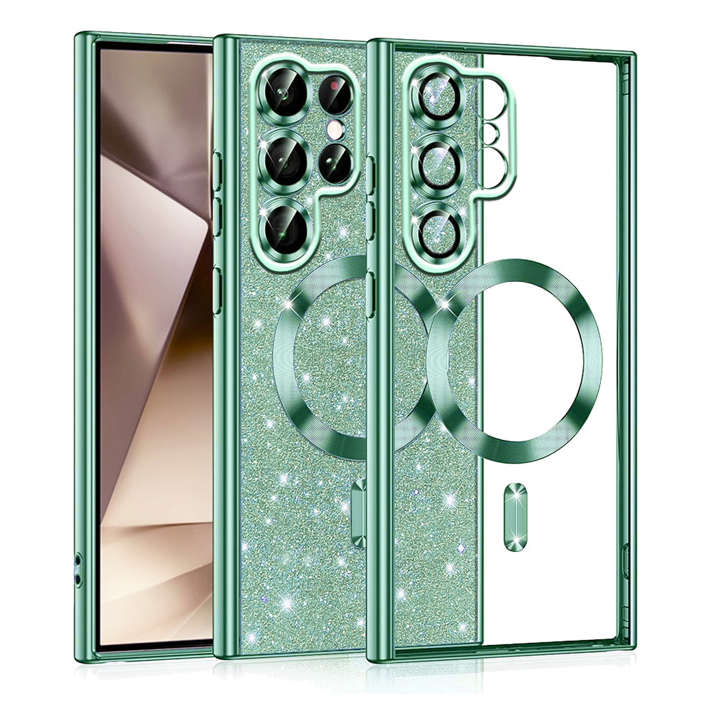 Coque MagSafe pour Samsung Galaxy S22 Ultra 5G S908, Techsuit, Luxury Glitter, Vert Clair