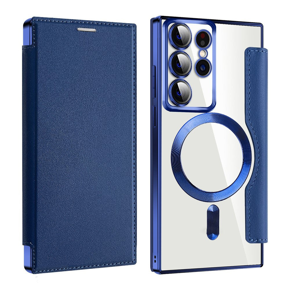 MagSafe Case for Samsung Galaxy S22 Ultra 5G S908, Techsuit, SmartMag Book, Blue