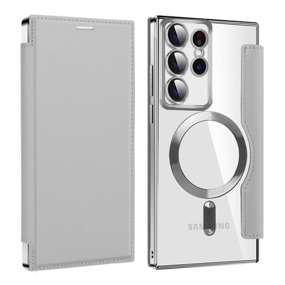 Coque MagSafe pour Samsung Galaxy S22 Ultra 5G S908, Techsuit, SmartMag Book, Gris