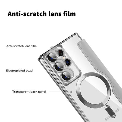 Coque MagSafe pour Samsung Galaxy S22 Ultra 5G S908, Techsuit, SmartMag Book, Gris