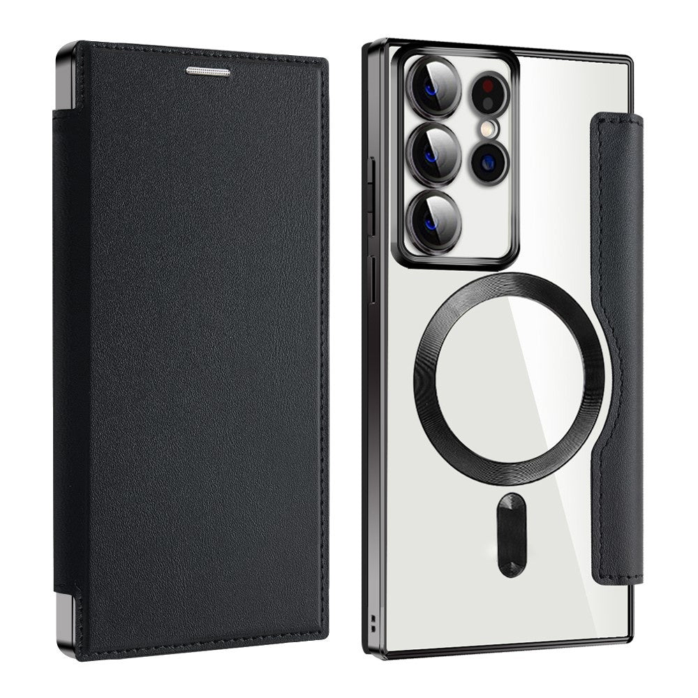 MagSafe Case for Samsung Galaxy S22 Ultra 5G S908, Techsuit, SmartMag Book, Black