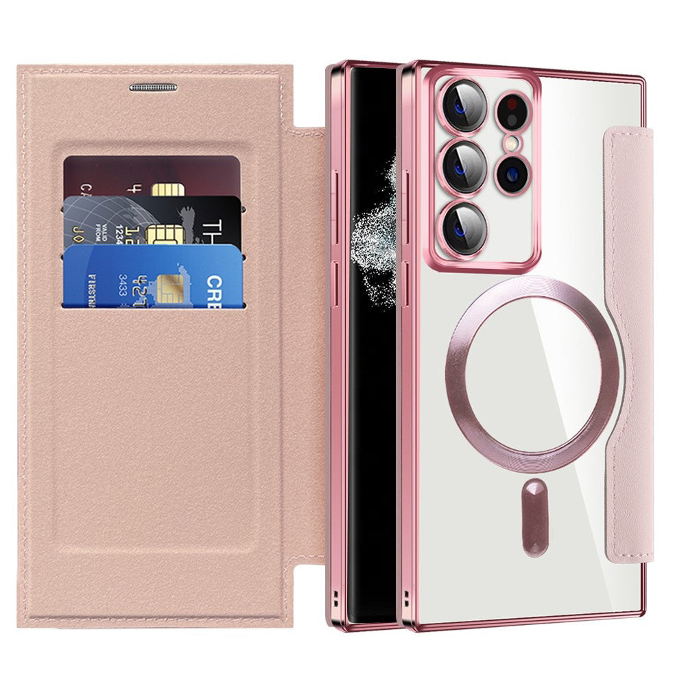 Coque MagSafe pour Samsung Galaxy S22 Ultra 5G S908, Techsuit, SmartMag Book, Rose