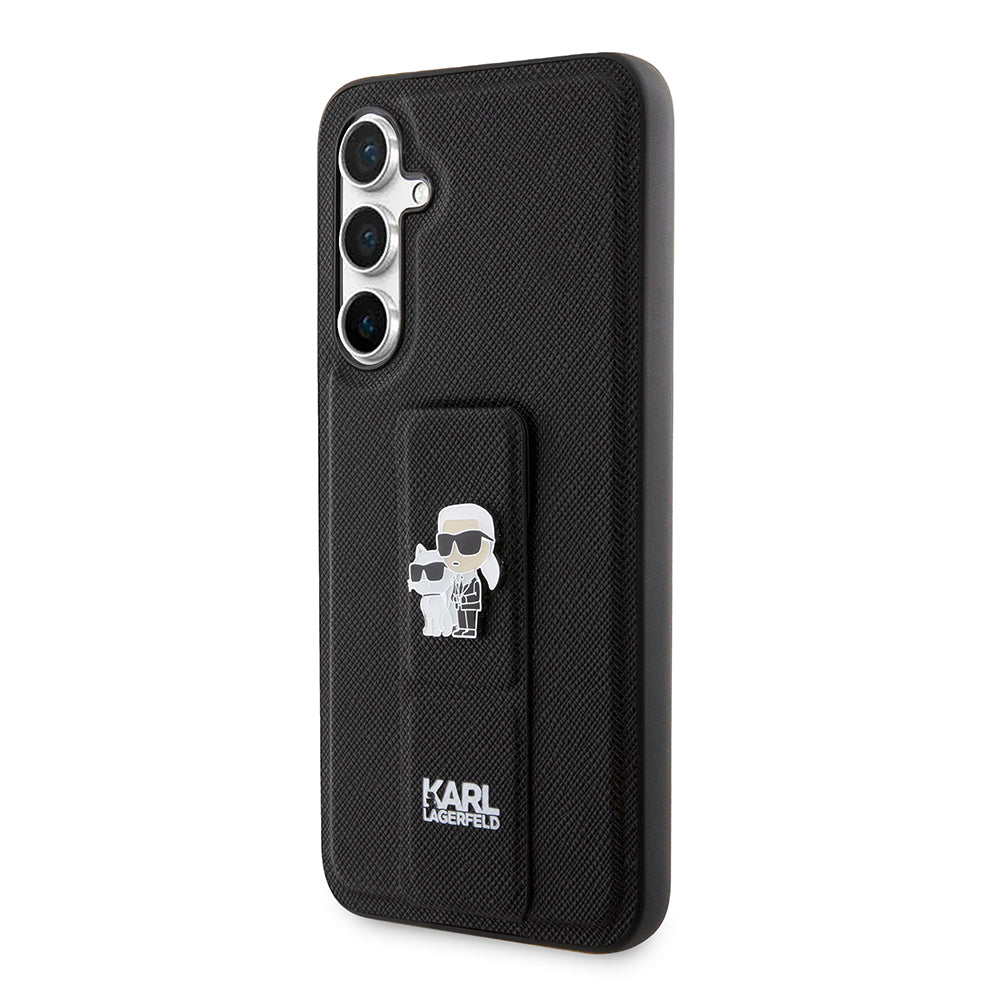 Étui MagSafe pour Samsung Galaxy S23 FE S711, Karl Lagerfeld, Saffiano Gripstand Karl & Choupette, Bleu