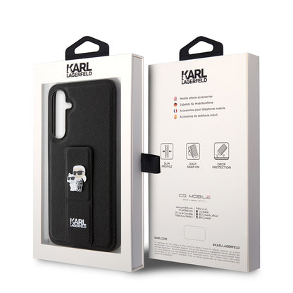 Étui MagSafe pour Samsung Galaxy S23 FE S711, Karl Lagerfeld, Saffiano Gripstand Karl & Choupette, Bleu