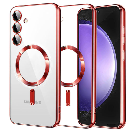 Coque MagSafe pour Samsung Galaxy S23 FE S711, Techsuit, Luxury Crystal, Rouge