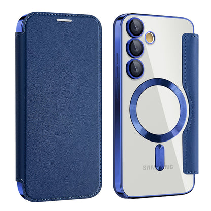 Coque MagSafe pour Samsung Galaxy S23 FE S711, Techsuit, SmartMag Book, Bleue