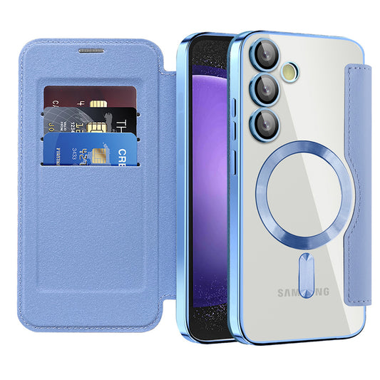 Coque MagSafe pour Samsung Galaxy S23 FE S711, Techsuit, SmartMag Book, Bleu