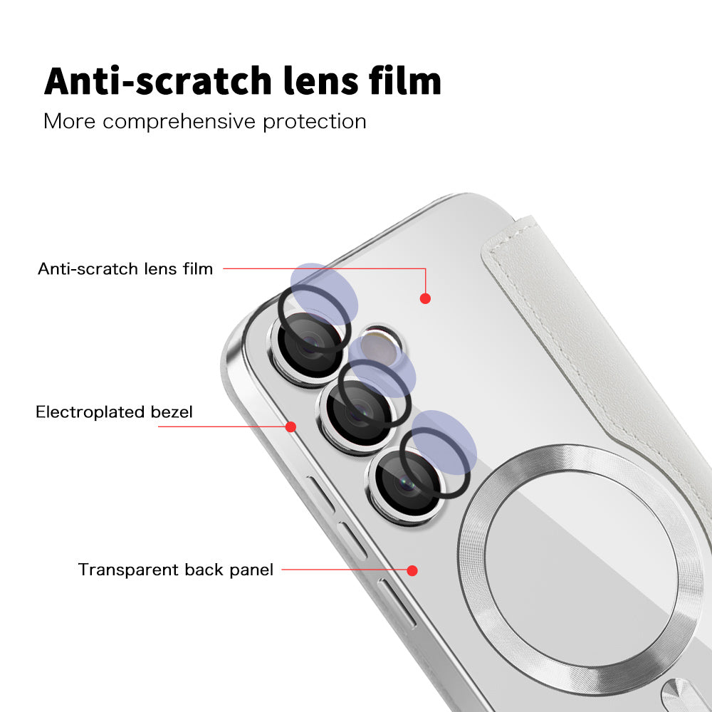 Coque MagSafe pour Samsung Galaxy S23 FE S711, Techsuit, SmartMag Book, Gris