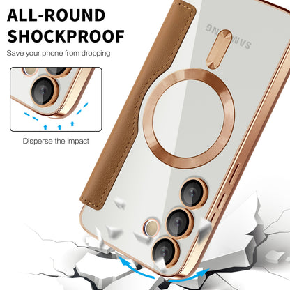 Coque MagSafe pour Samsung Galaxy S23 FE S711, Techsuit, SmartMag Book, Marron