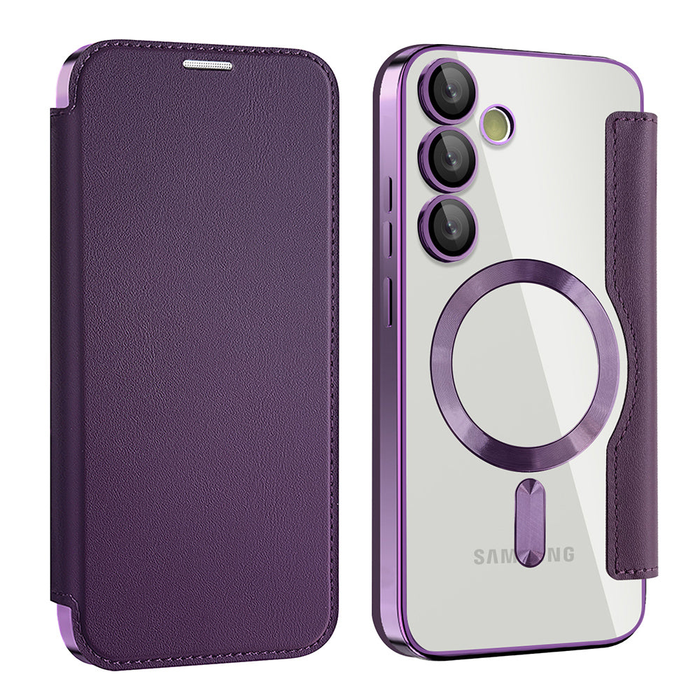Coque MagSafe pour Samsung Galaxy S23 FE S711, Techsuit, SmartMag Book, Violet