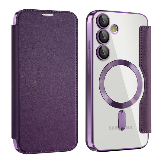 Coque MagSafe pour Samsung Galaxy S23 FE S711, Techsuit, SmartMag Book, Violet
