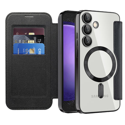 Coque MagSafe pour Samsung Galaxy S23 FE S711, Techsuit, SmartMag Book, Noire