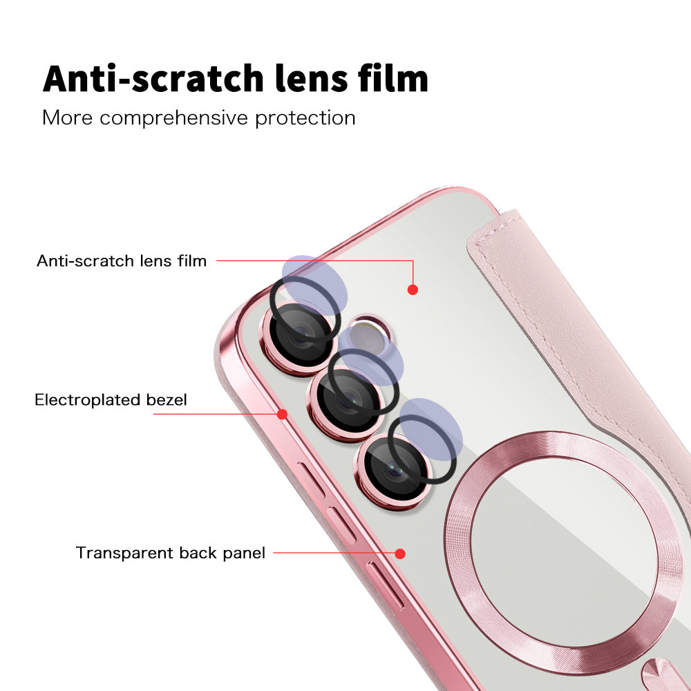 Coque MagSafe pour Samsung Galaxy S23 FE S711, Techsuit, SmartMag Book, Rose
