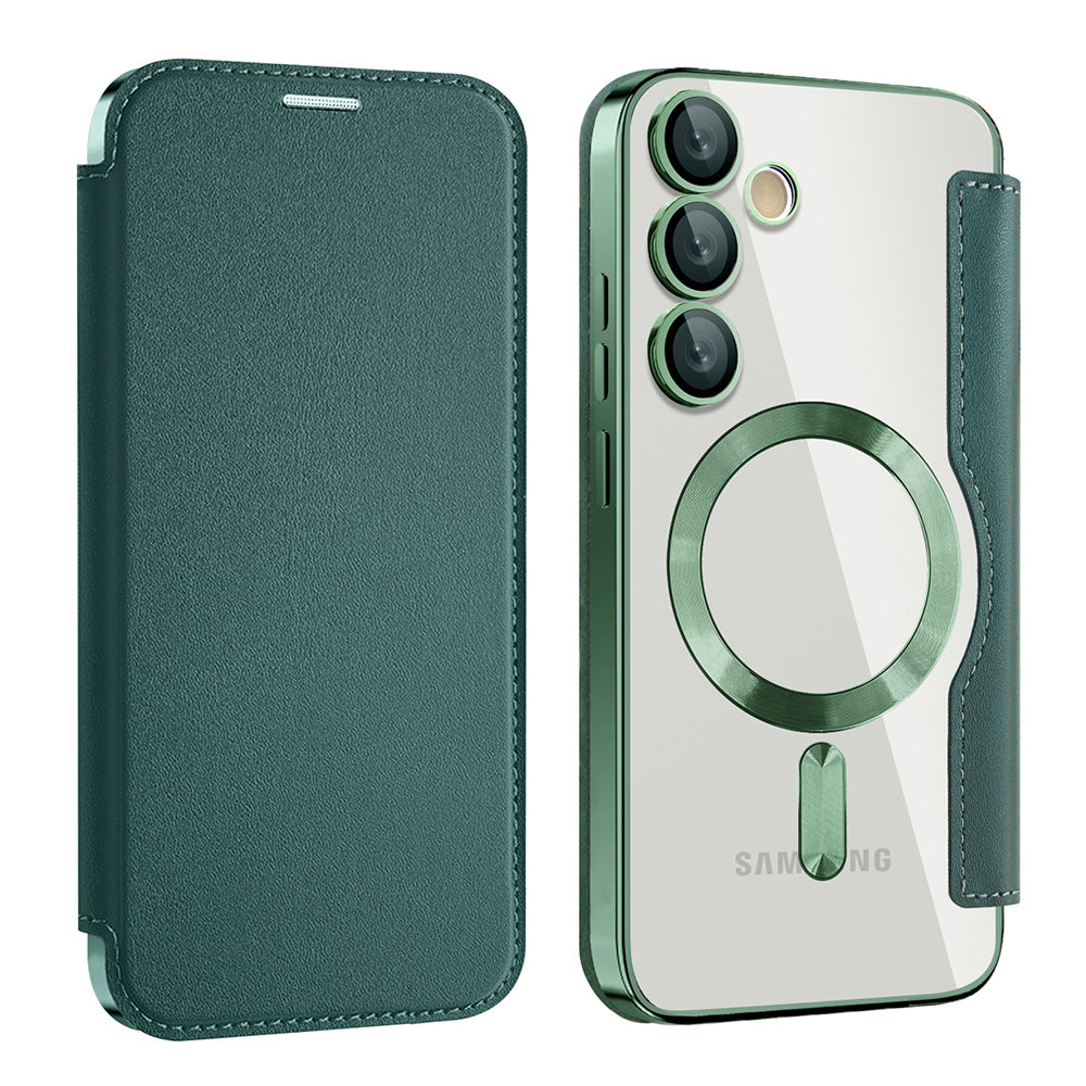 Coque MagSafe pour Samsung Galaxy S23 FE S711, Techsuit, SmartMag Book, Vert