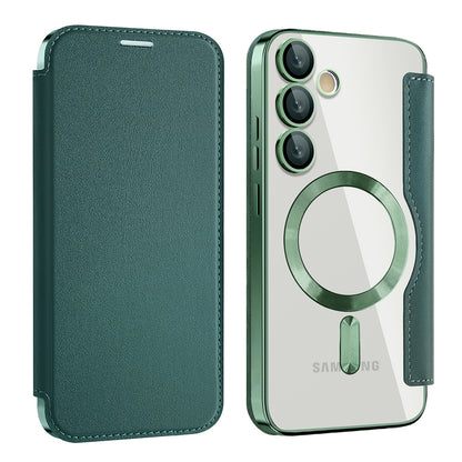Coque MagSafe pour Samsung Galaxy S23 FE S711, Techsuit, SmartMag Book, Vert