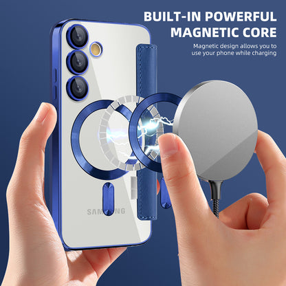 Coque MagSafe pour Samsung Galaxy S23+ S916, Techsuit, SmartMag Book, Bleue