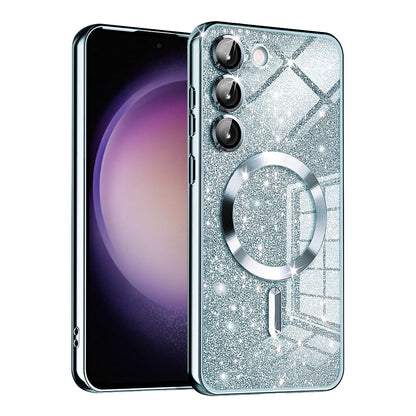 Coque MagSafe pour Samsung Galaxy S23 S911, Techsuit, Luxury Glitter, Bleu