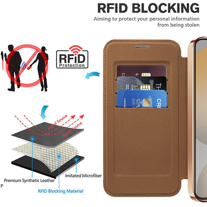 MagSafe Case for Samsung Galaxy S23 S911, Techsuit, SmartMag Book, Brown
