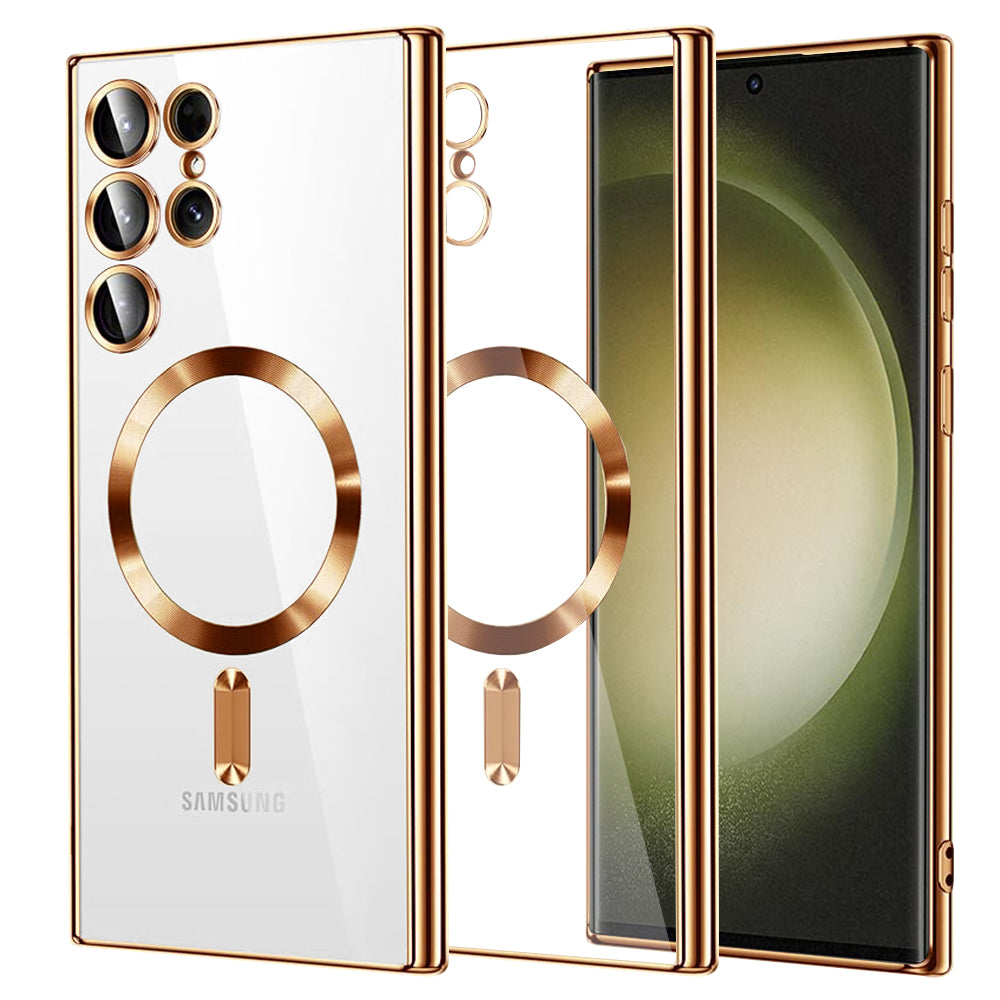 Coque MagSafe pour Samsung Galaxy S23 Ultra S918, Techsuit, Luxury Crystal, Dorée