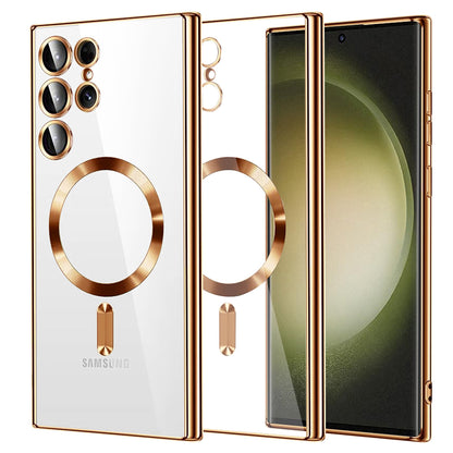 Coque MagSafe pour Samsung Galaxy S23 Ultra S918, Techsuit, Luxury Crystal, Dorée