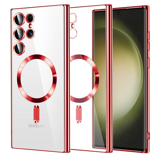 Coque MagSafe pour Samsung Galaxy S23 Ultra S918, Techsuit, Luxury Crystal, Rouge