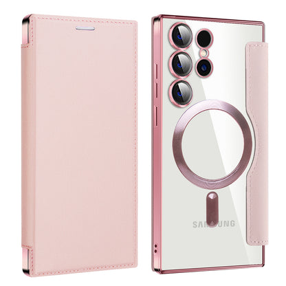 Coque MagSafe pour Samsung Galaxy S23 Ultra S918, Techsuit, SmartMag Book, Rose