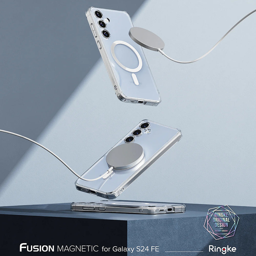 Coque MagSafe pour Samsung Galaxy S24 FE S721, Ringke, Fusion, Transparente