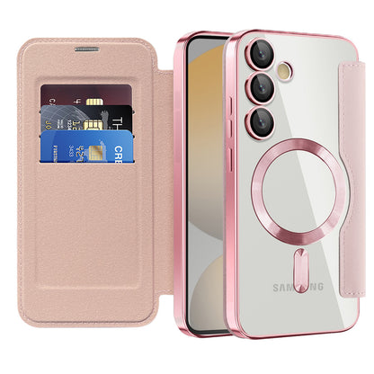 Coque MagSafe pour Samsung Galaxy S24 FE S721, Techsuit, SmartMag Book, Rose
