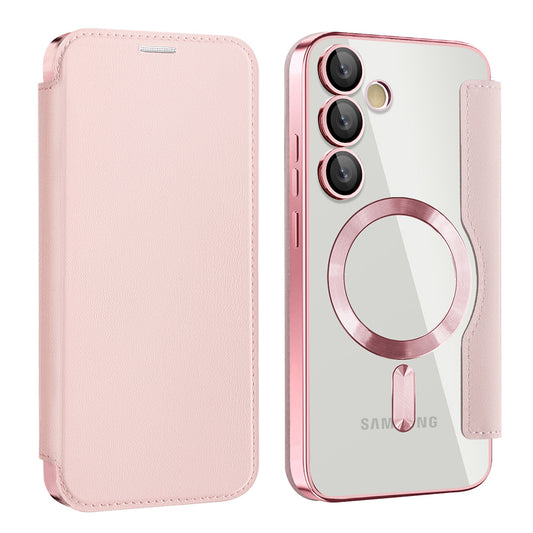 Coque MagSafe pour Samsung Galaxy S24 FE S721, Techsuit, SmartMag Book, Rose