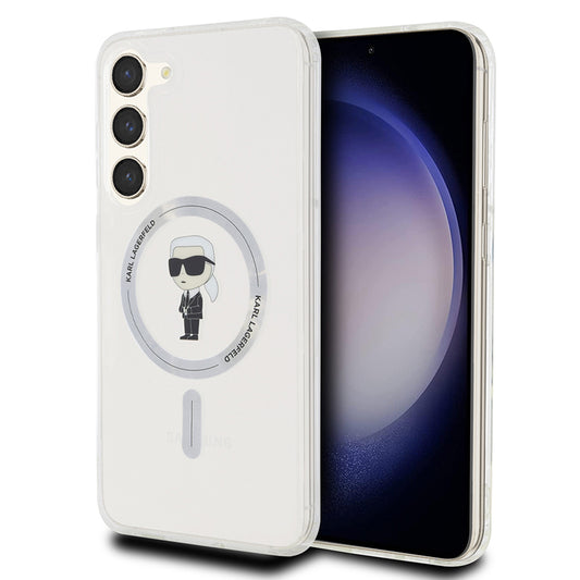 Coque MagSafe pour Samsung Galaxy S24+ S926, Karl Lagerfeld, IML Ikonik Karl, Transparente