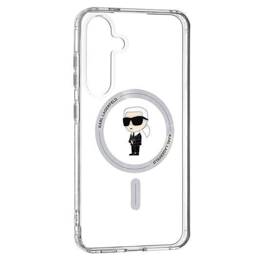 Coque MagSafe pour Samsung Galaxy S24+ S926, Karl Lagerfeld, IML Ikonik Karl, Transparente