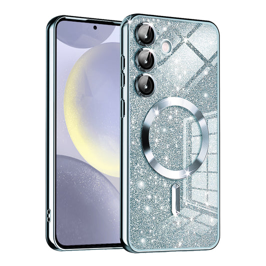 Coque MagSafe pour Samsung Galaxy S24+ S926, Techsuit, Luxury Glitter, Bleu