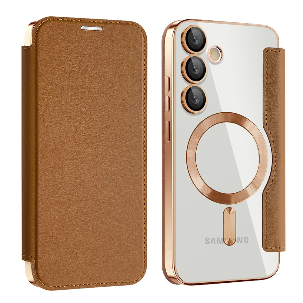 MagSafe Case for Samsung Galaxy S24+ S926, Techsuit, SmartMag Book, Brown