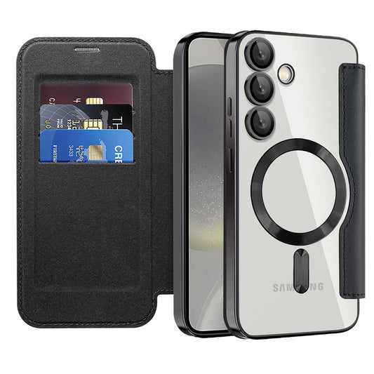 Coque MagSafe pour Samsung Galaxy S24+ S926, Techsuit, SmartMag Book, Noire