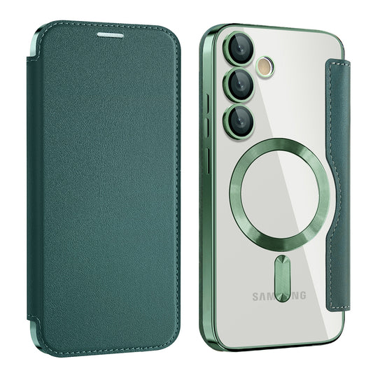 Coque MagSafe pour Samsung Galaxy S24+ S926, Techsuit, SmartMag Book, Vert