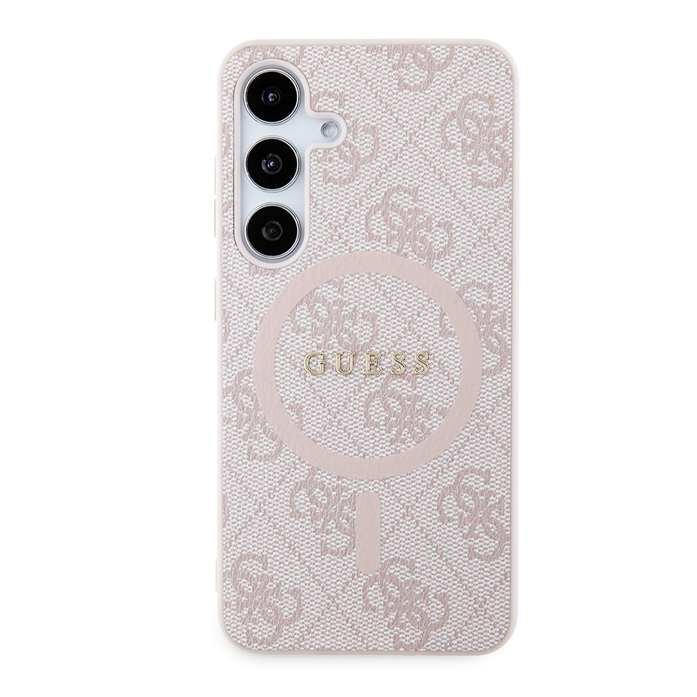 Coque MagSafe pour Samsung Galaxy S24 S921, Guess, Collection 4G, Rose