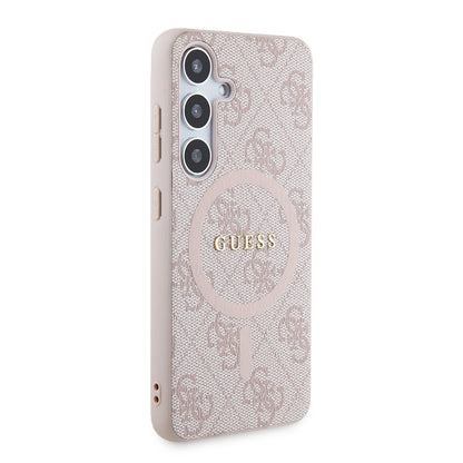 Coque MagSafe pour Samsung Galaxy S24 S921, Guess, Collection 4G, Rose