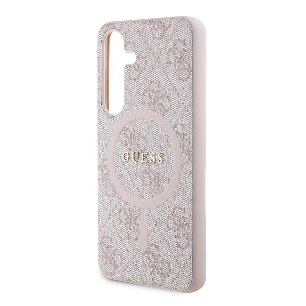 Coque MagSafe pour Samsung Galaxy S24 S921, Guess, Collection 4G, Rose