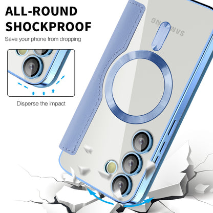 Coque MagSafe pour Samsung Galaxy S24 S921, Techsuit, SmartMag Book, Bleu
