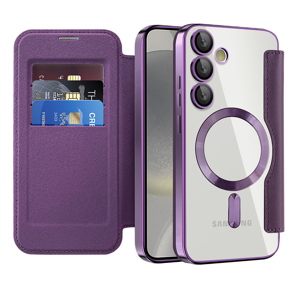 Coque MagSafe pour Samsung Galaxy S24 S921, Techsuit, SmartMag Book, Violet