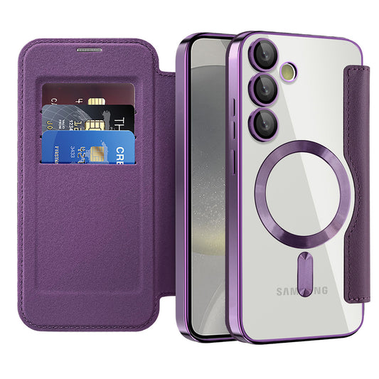 Coque MagSafe pour Samsung Galaxy S24 S921, Techsuit, SmartMag Book, Violet