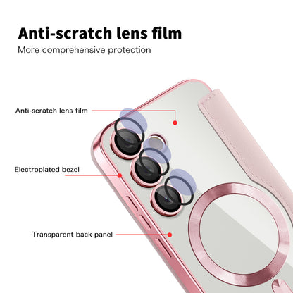 Coque MagSafe pour Samsung Galaxy S24 S921, Techsuit, SmartMag Book, Rose