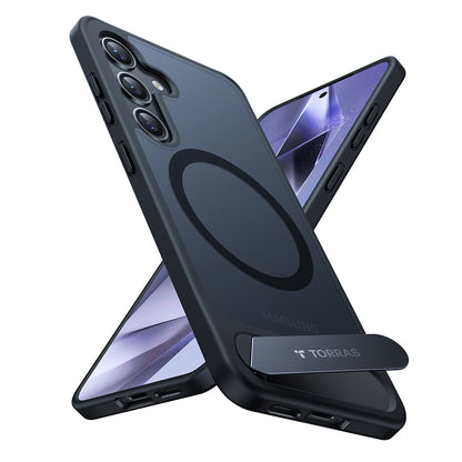 Coque MagSafe pour Samsung Galaxy S24 S921, Torras, Pstand, Noire